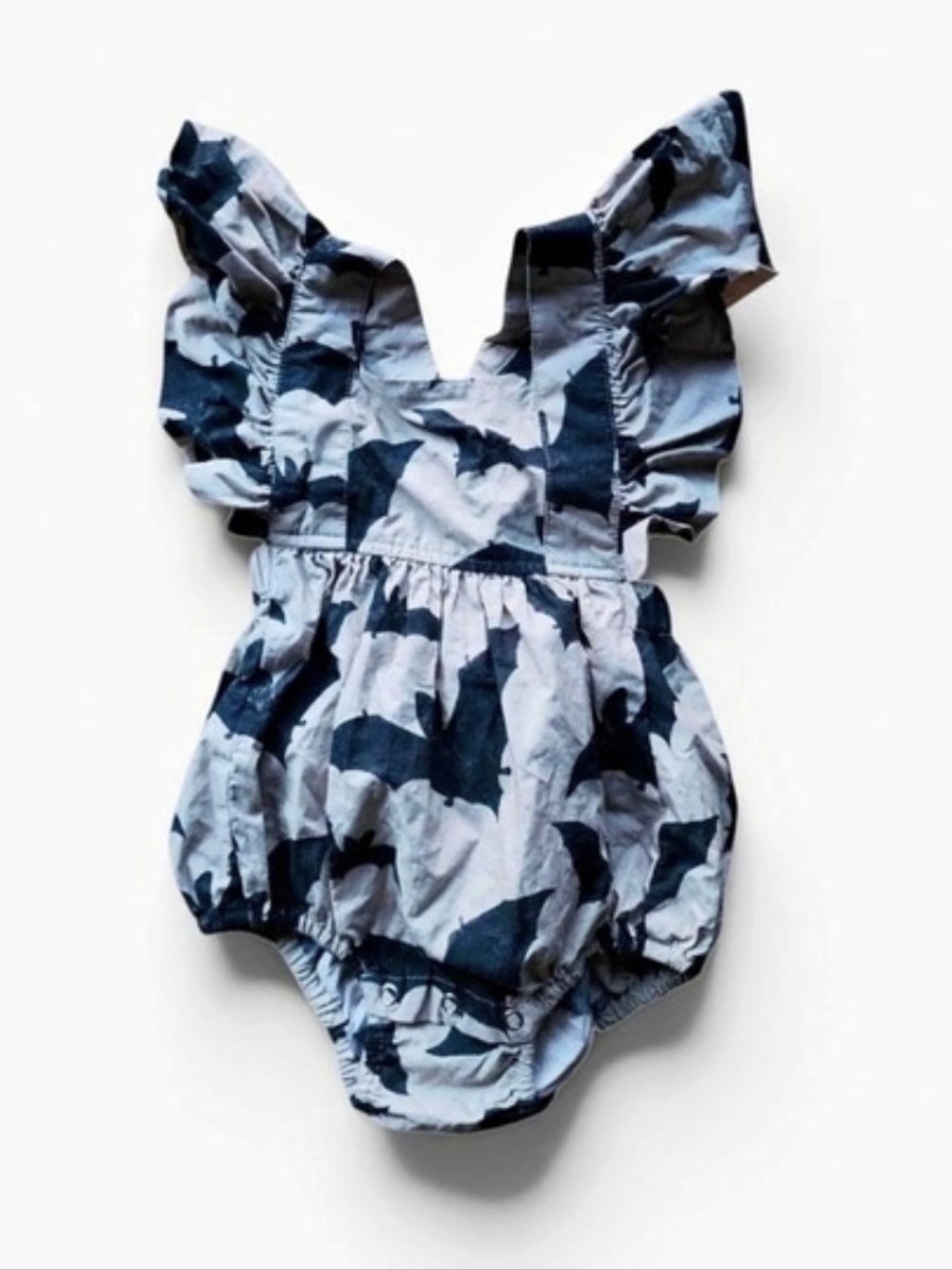 Kate Quinn Bat Print Ruffle Gretel Bubble Romper